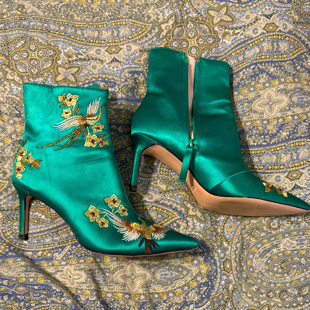 Zara Green Heeled Boots with Detailing sz 36(6)